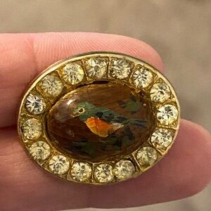 Sparrow Oval Guilloche Brooch